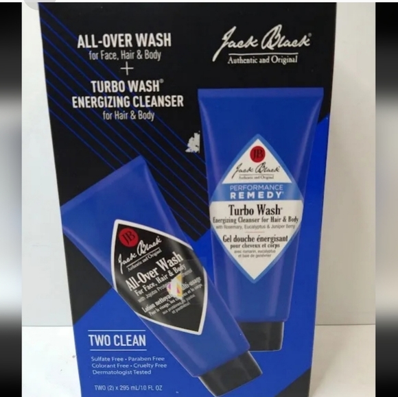 Jack Black Two Clean: 1 Turbo Wash, 10 oz, & 1 All Over Wash, 10 oz, Ene… - Picture 1 of 6